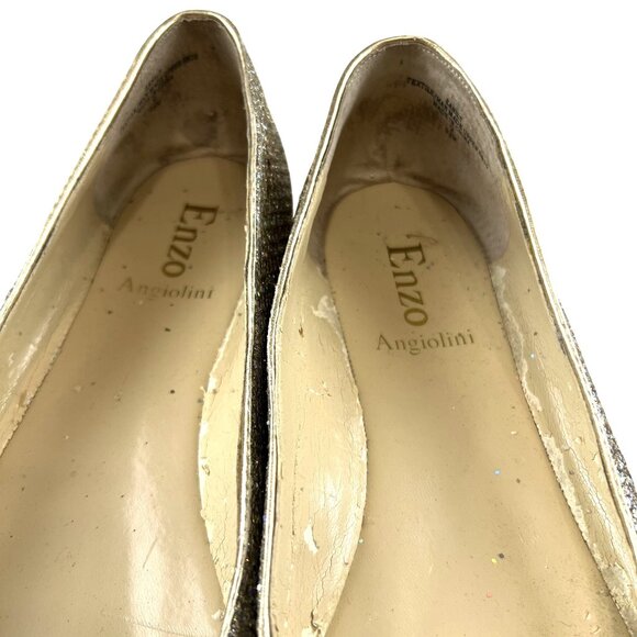 Enzo Angiolini Women 9.5M Gold & Silver Glitter Fairy Ballet Flats W/ Bow Detail - Picture 8 of 14